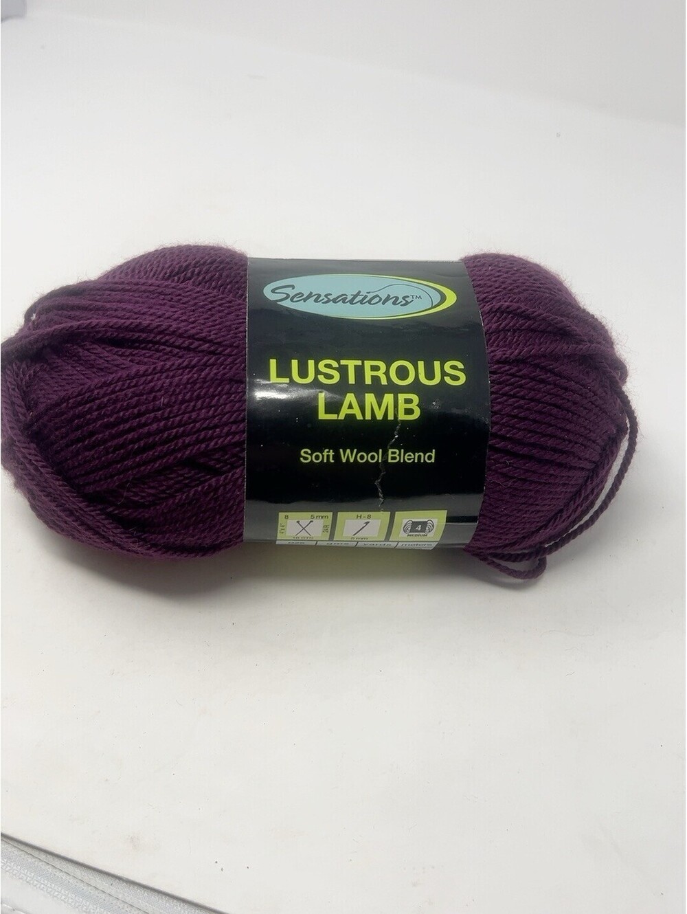 Sensations Lustrous Lamb Yarn Eggplant Purple 6 oz 308 Yds Wool Blend NOS